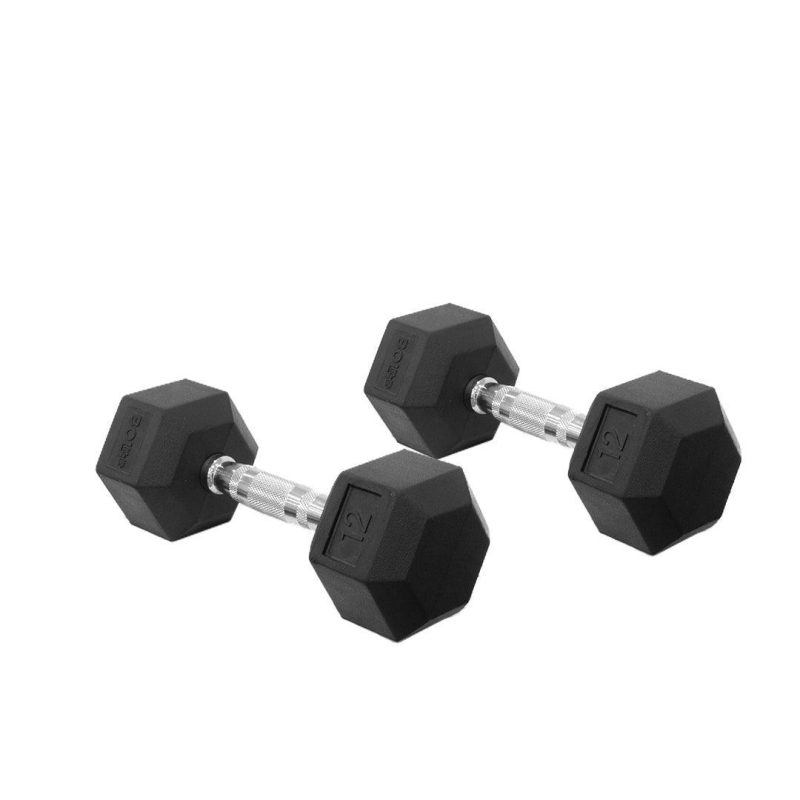 12 Pounds Rubber Hexagon Dumbbell