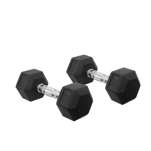 15 Pounds Rubber Hexagon Dumbbell