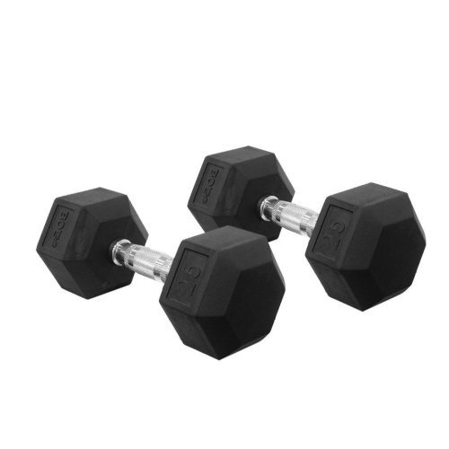 25 Pounds Rubber Hexagon Dumbbell