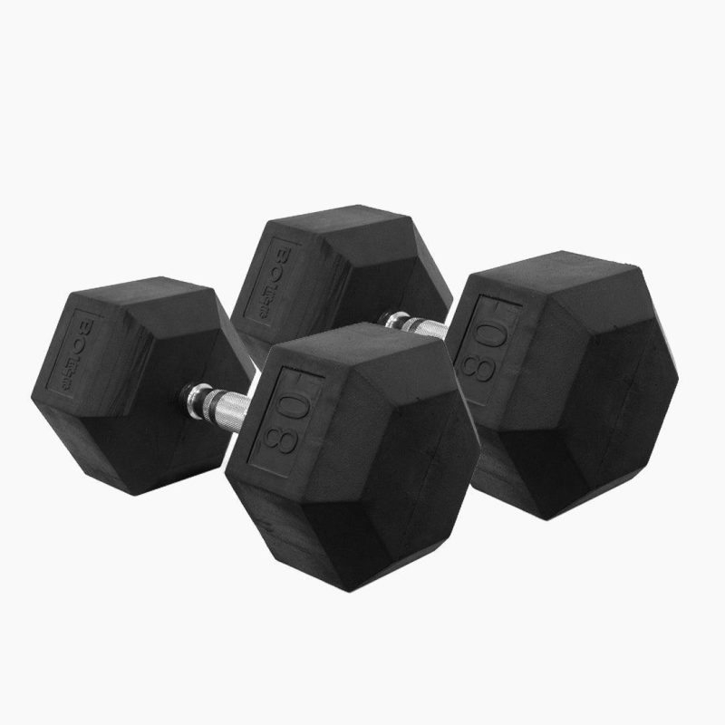 80 Pounds Rubber Hexagon Dumbbell